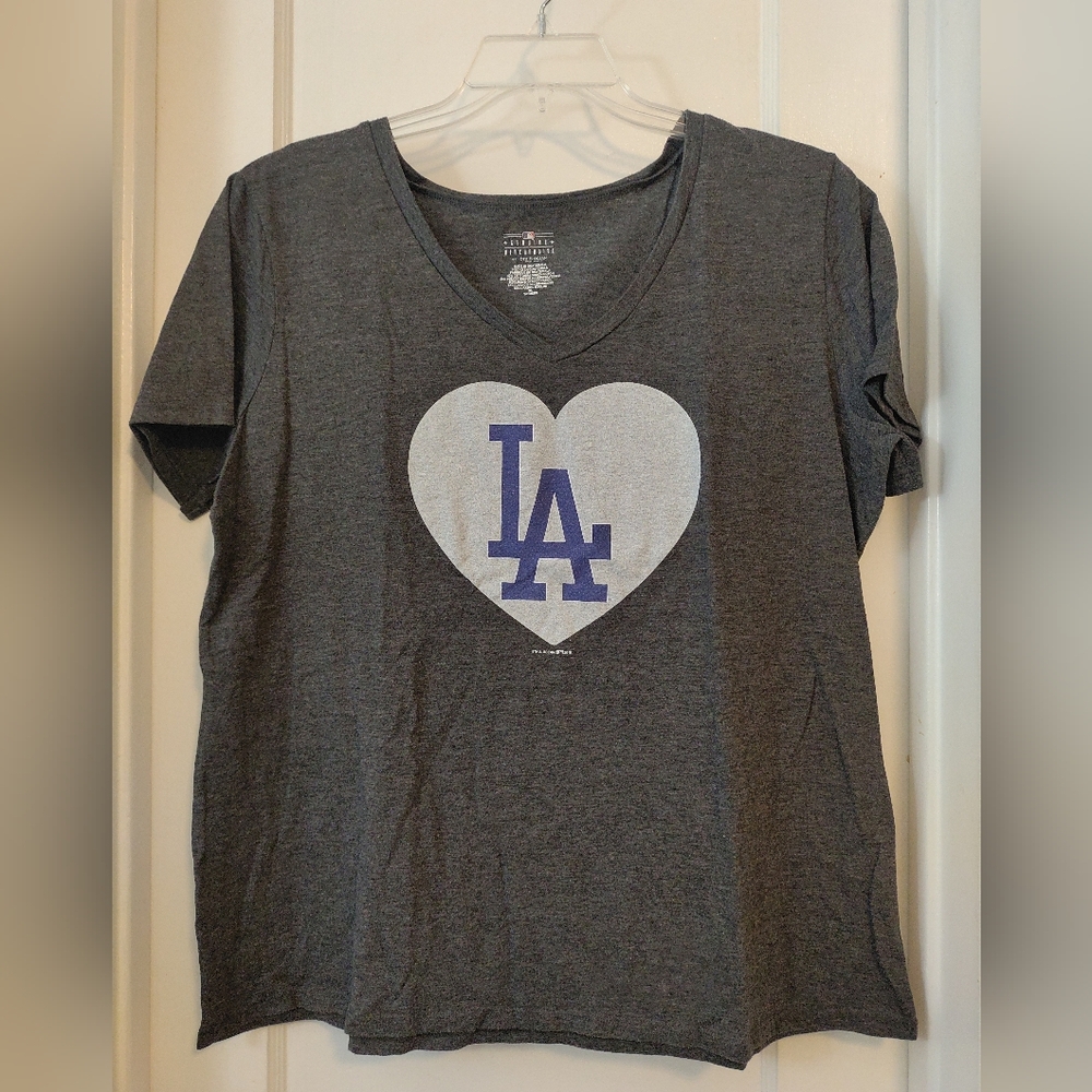 LA Dodgers Charcoal V-Neck Tee